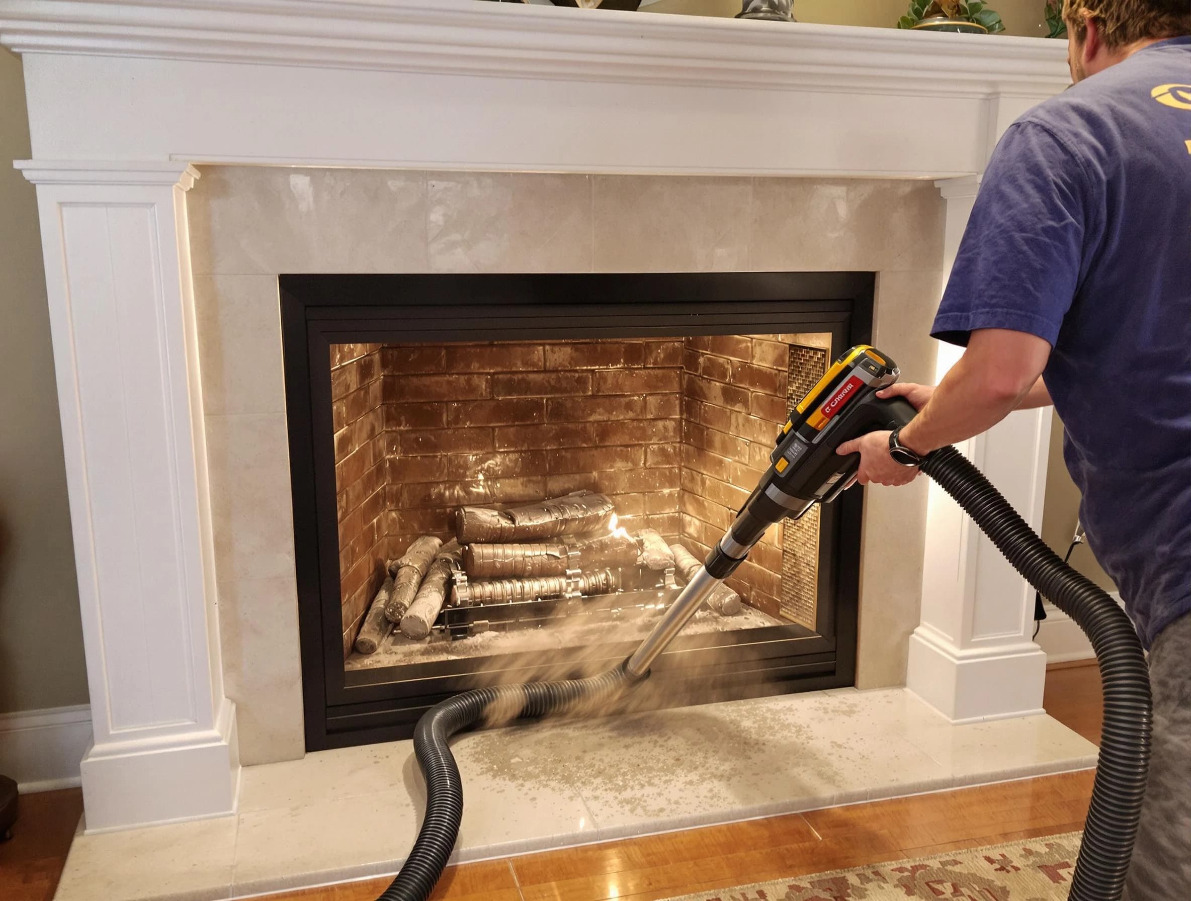 Fireplace cleaning performed by Lake View Chimney Sweep in Lake View, AL