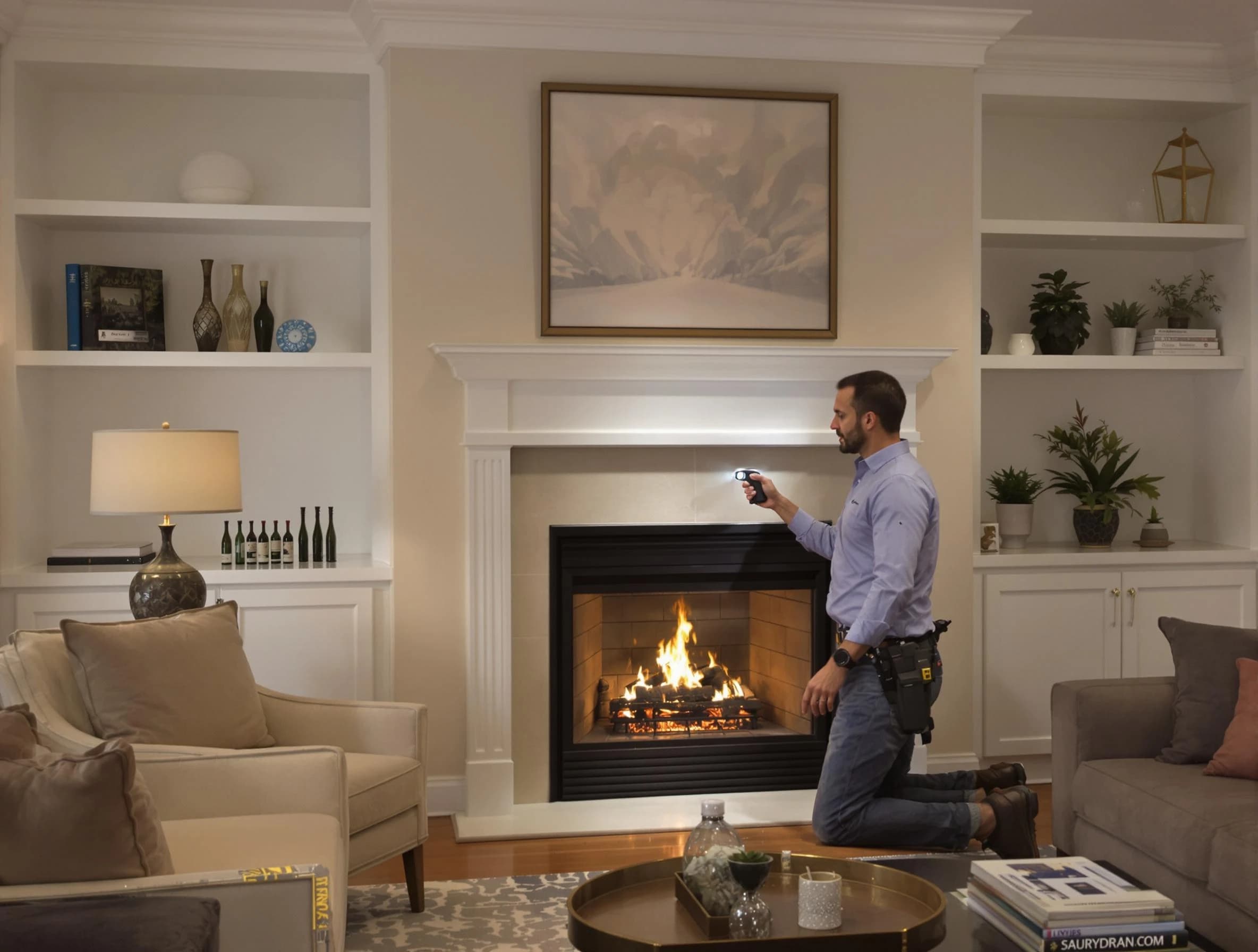 Lake View Chimney Sweep conducting a fireplace safety inspection in Lake View, AL