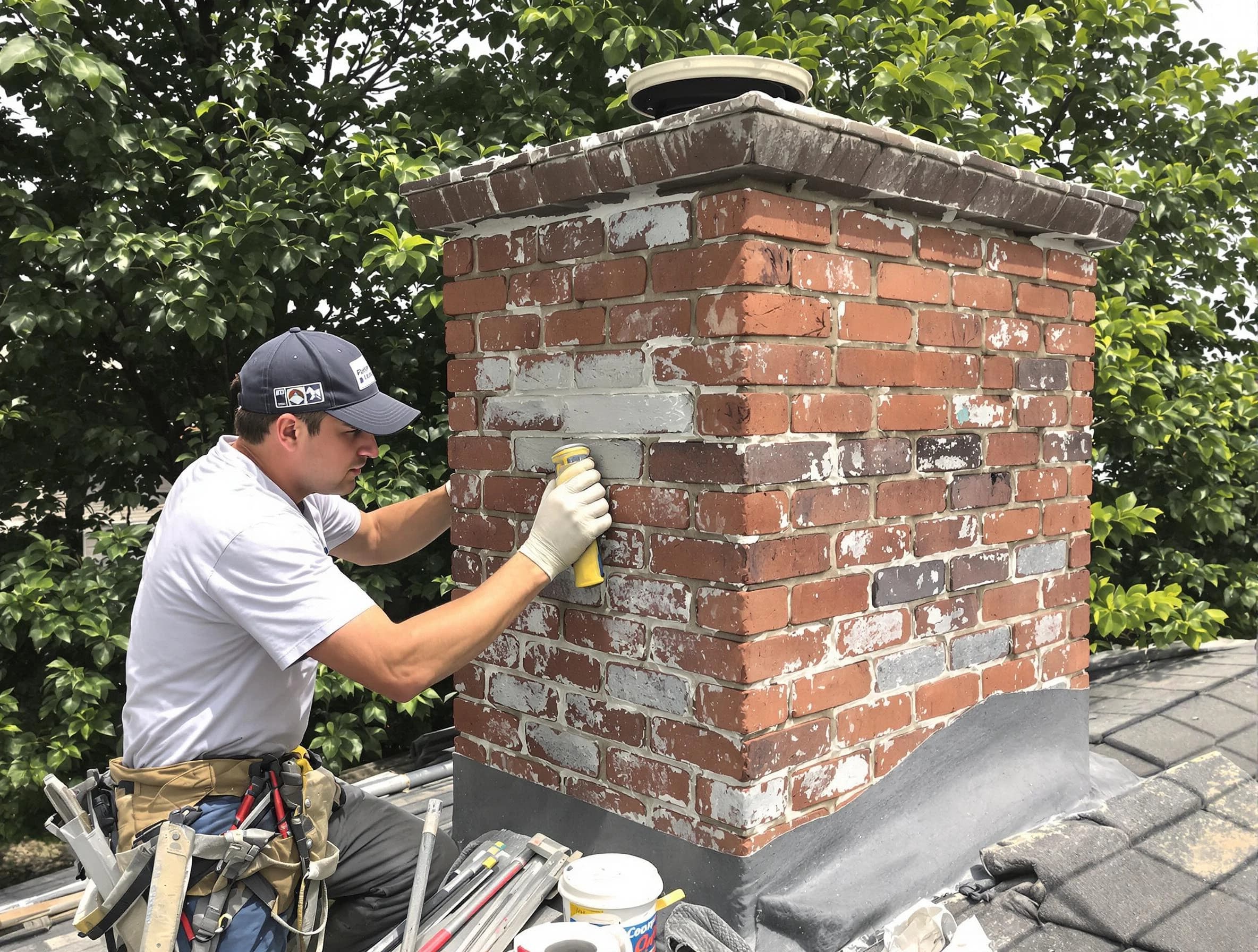 Lake View Chimney Sweep restoring an aging chimney in Lake View, AL