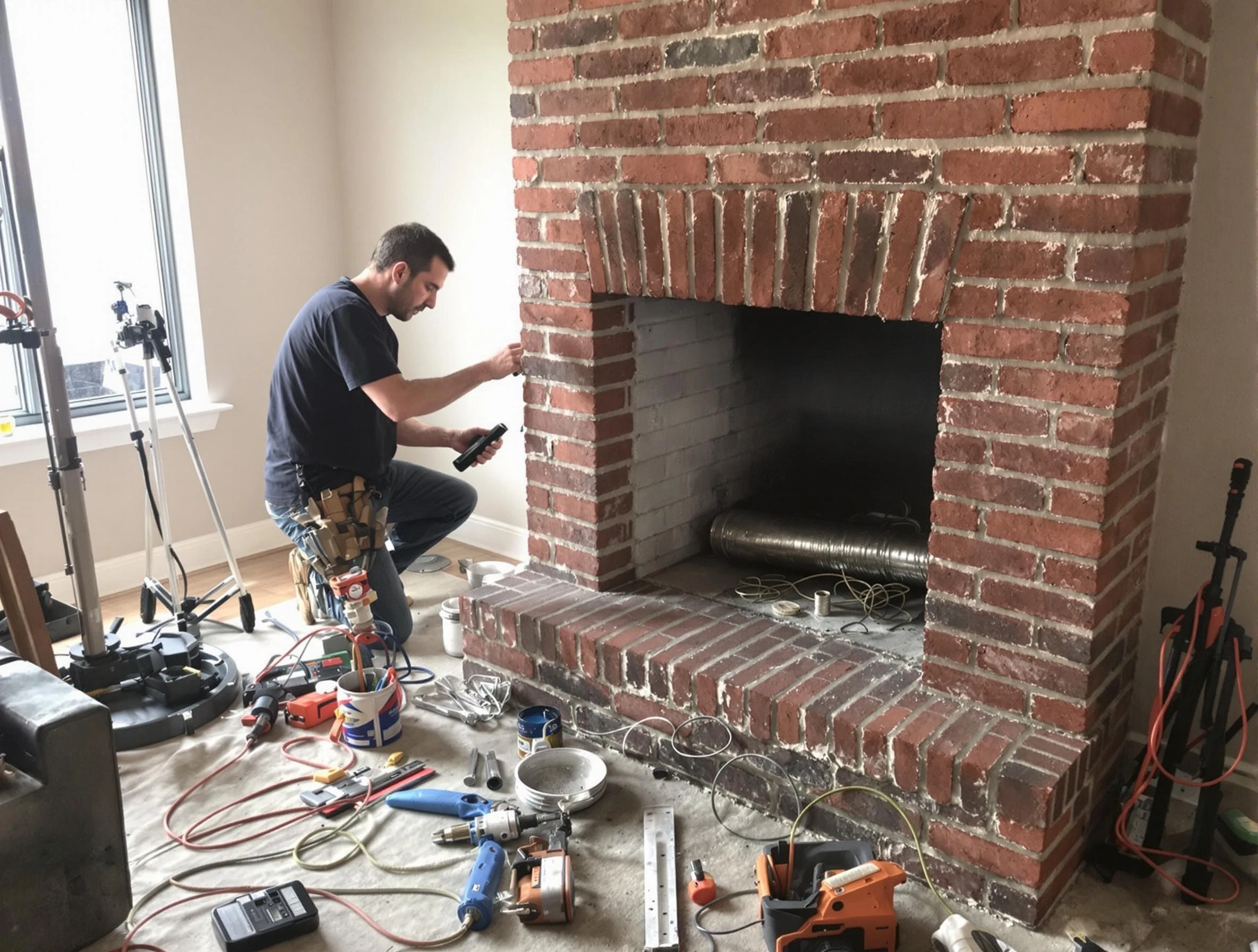 Lake View Chimney Sweep specialist finalizing chimney liner service in Lake View, AL