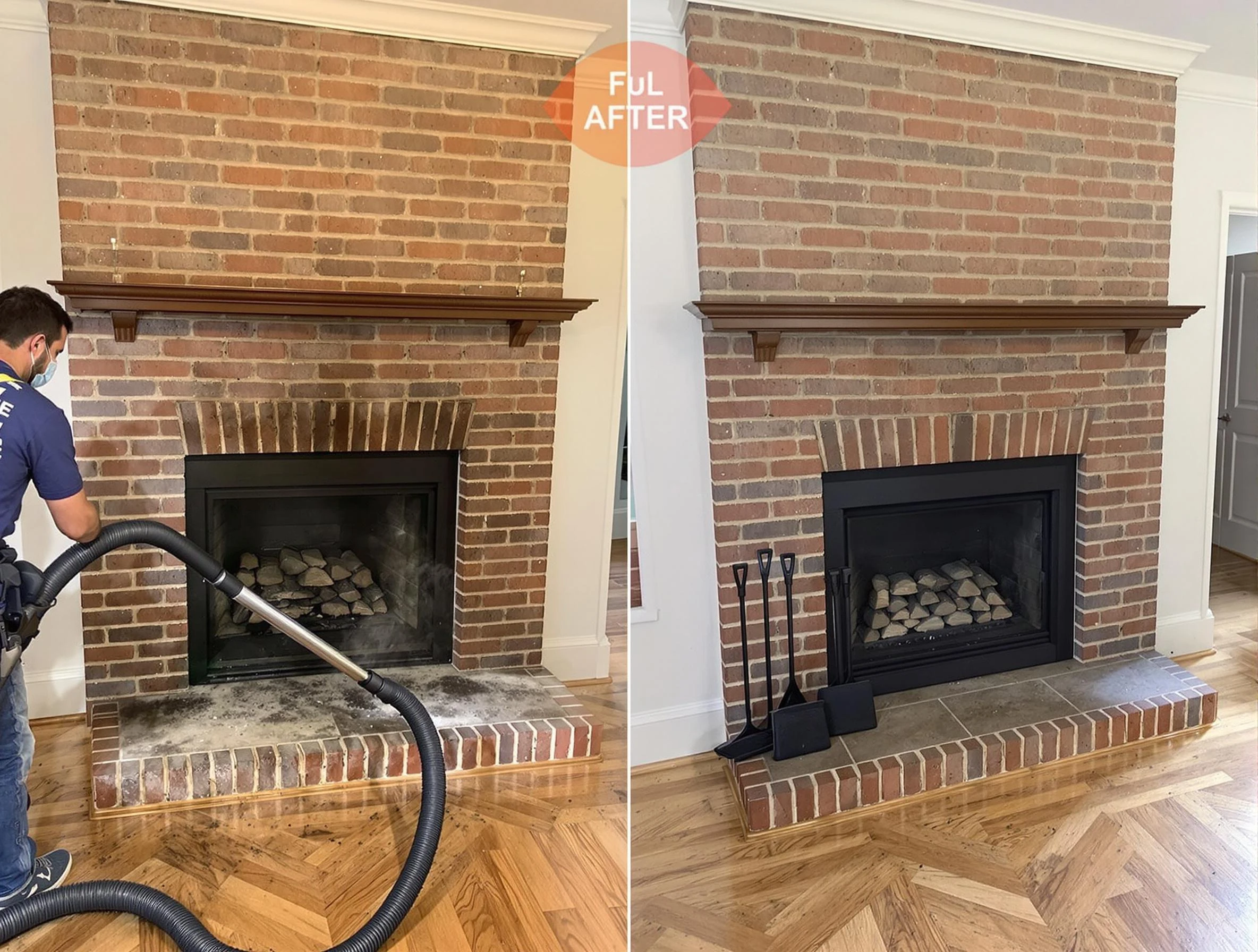Lake View Chimney Sweep carefully sanitizing a fireplace in Lake View, AL