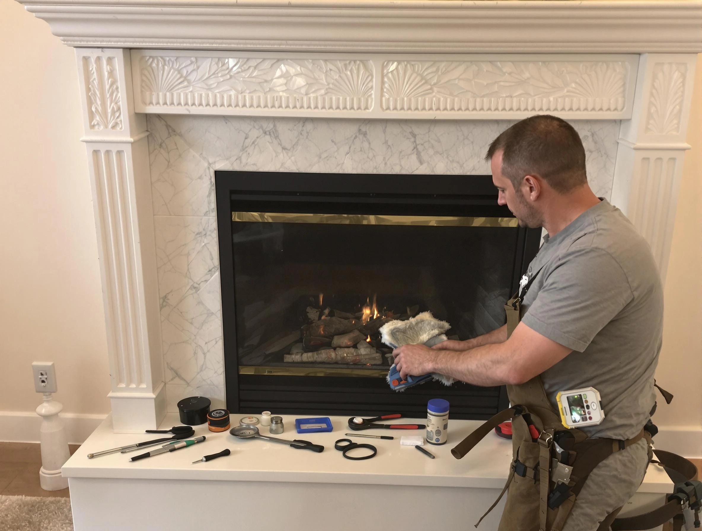 Lake View Chimney Sweep performing fireplace maintenance in Lake View, AL